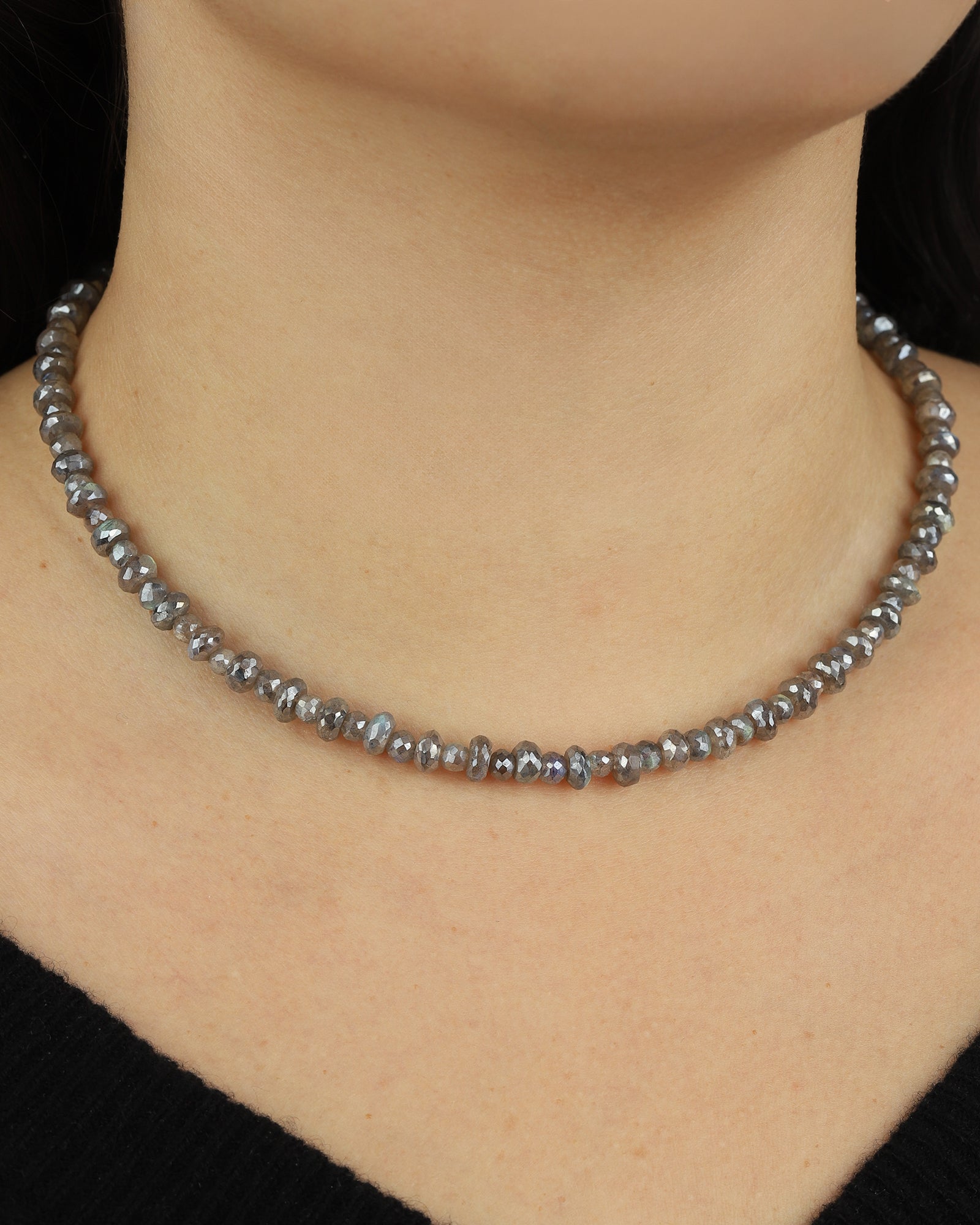 Mixed Labradorite Faceted Necklace 14k Gold Filled, Labradorite