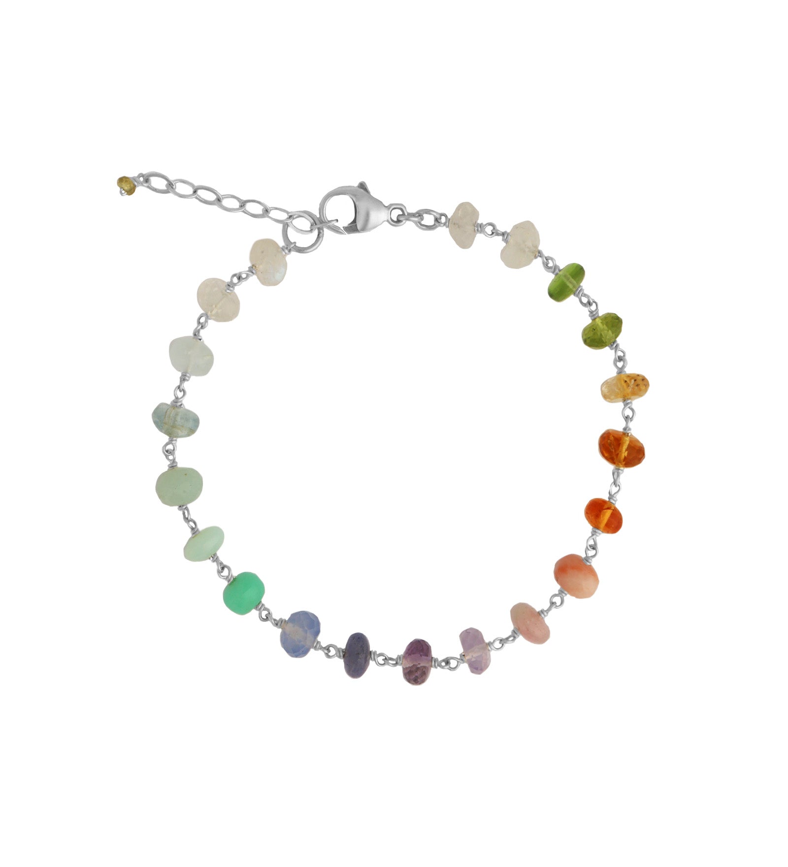 Gem Jar-Mixed Stone Chain Bracelet-Bracelets-Sterling Silver, Multicolour-Blue Ruby Jewellery-Vancouver Canada