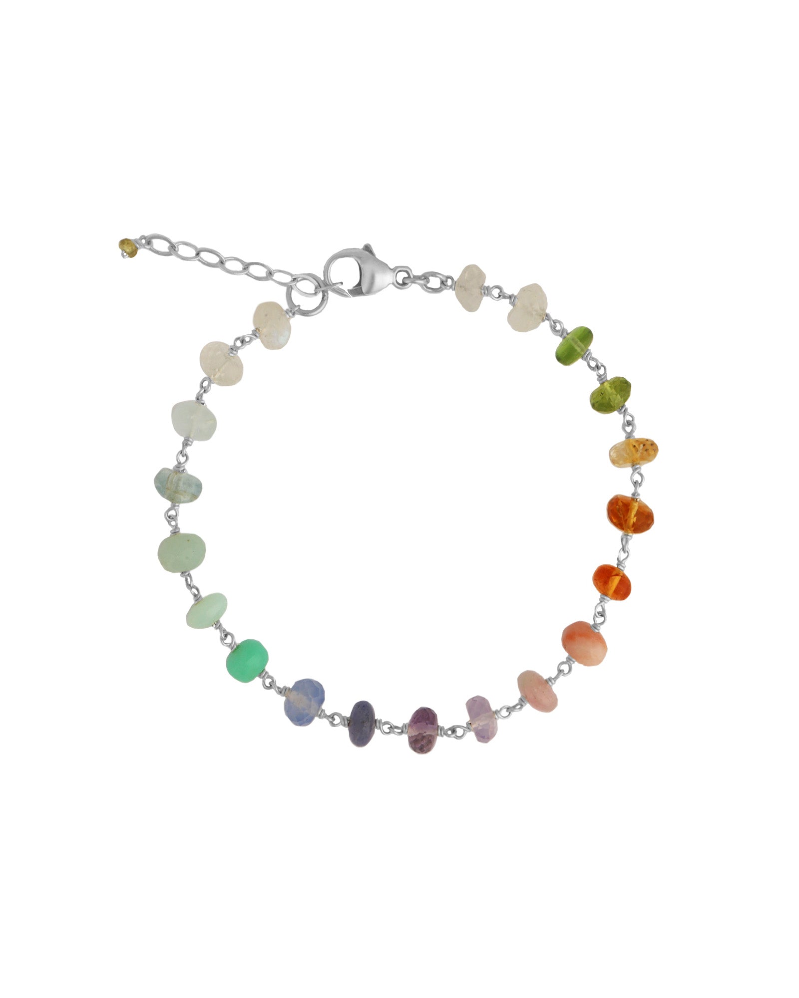 Gem Jar-Mixed Stone Chain Bracelet-Bracelets-Sterling Silver, Multicolour-Blue Ruby Jewellery-Vancouver Canada