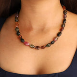 Faceted Watermelon Tourmaline Beaded Necklace