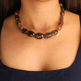 Watermelon Tourmaline Nugget Beaded Necklace