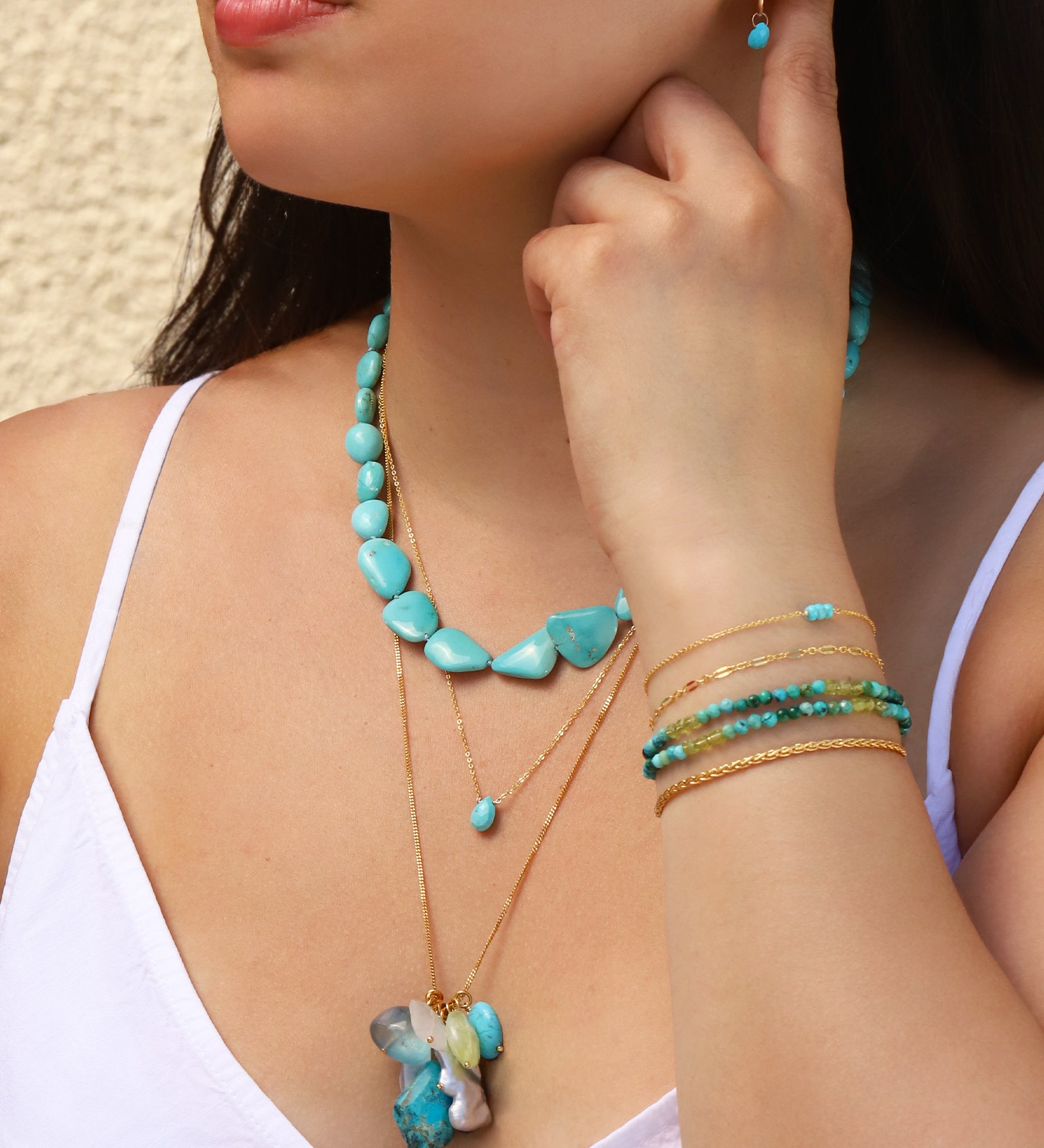 Gem Jar-Sleeping Beauty Turquoise Beaded Necklace-Necklaces-Blue Ruby Jewellery-Vancouver Canada