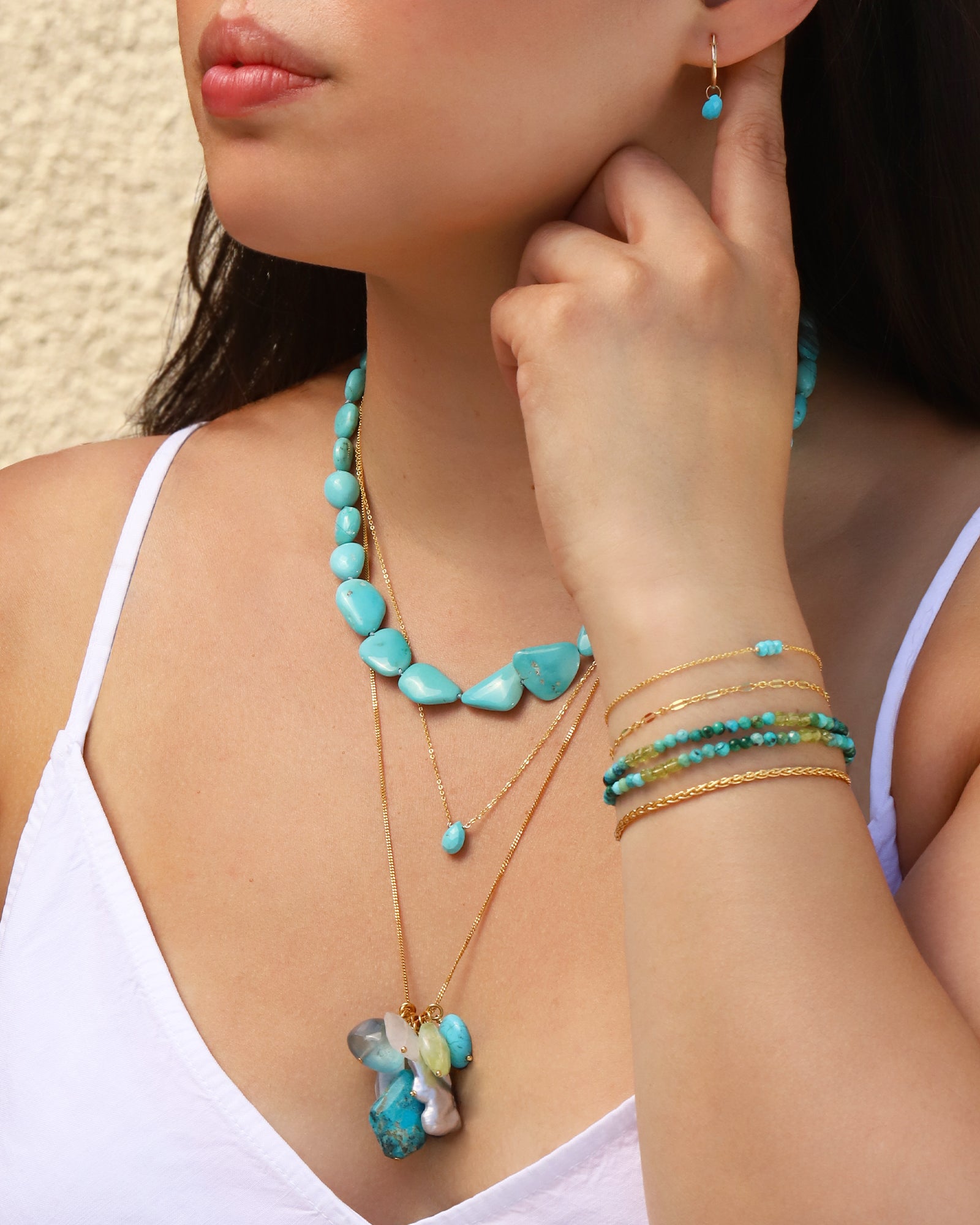 Gem Jar-Sleeping Beauty Turquoise Beaded Necklace-Necklaces-Blue Ruby Jewellery-Vancouver Canada