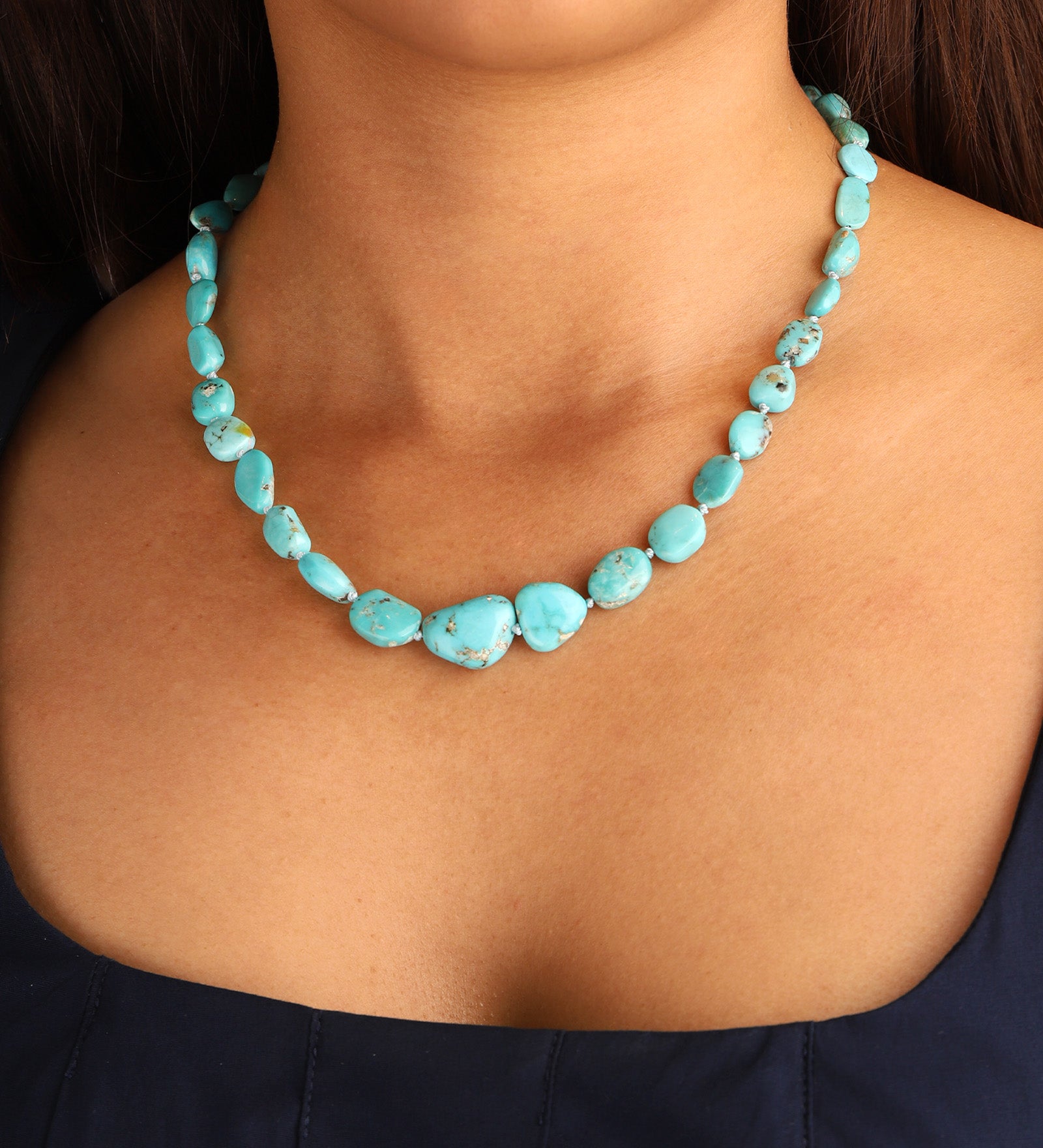 Gem Jar-Turquoise Nugget Beaded Necklace-Necklaces-Blue Ruby Jewellery-Vancouver Canada