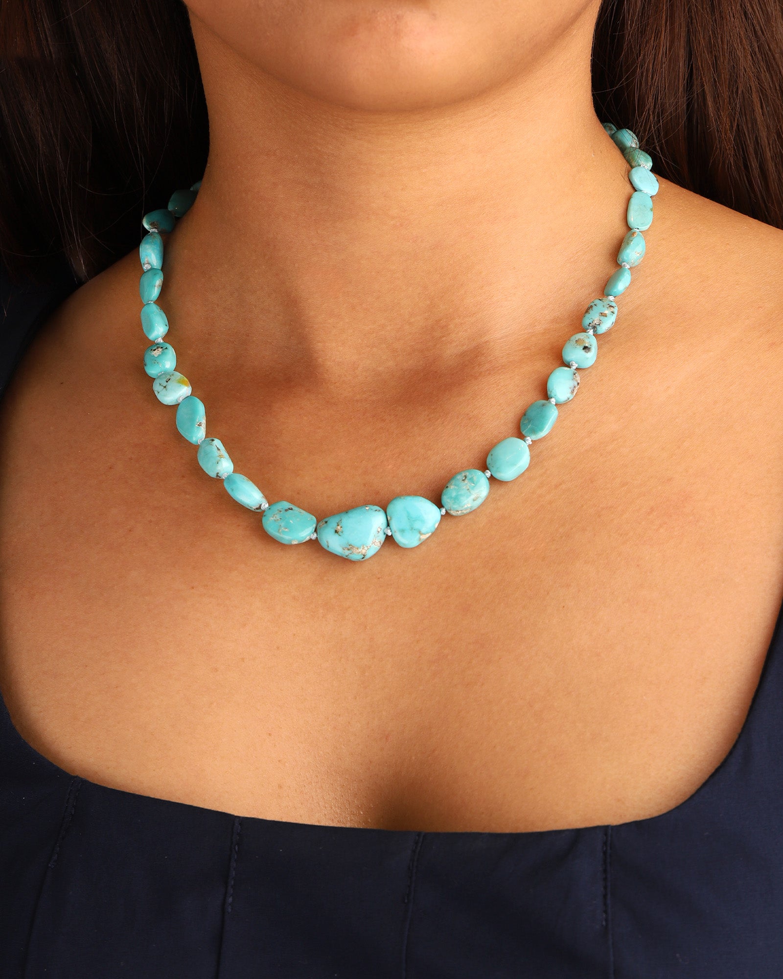 Gem Jar-Turquoise Nugget Beaded Necklace-Necklaces-Blue Ruby Jewellery-Vancouver Canada