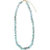 Faceted Larimar Rondelle Beaded Necklace | 10mm