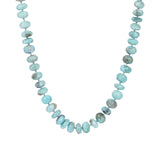 Faceted Larimar Rondelle Beaded Necklace | 10mm