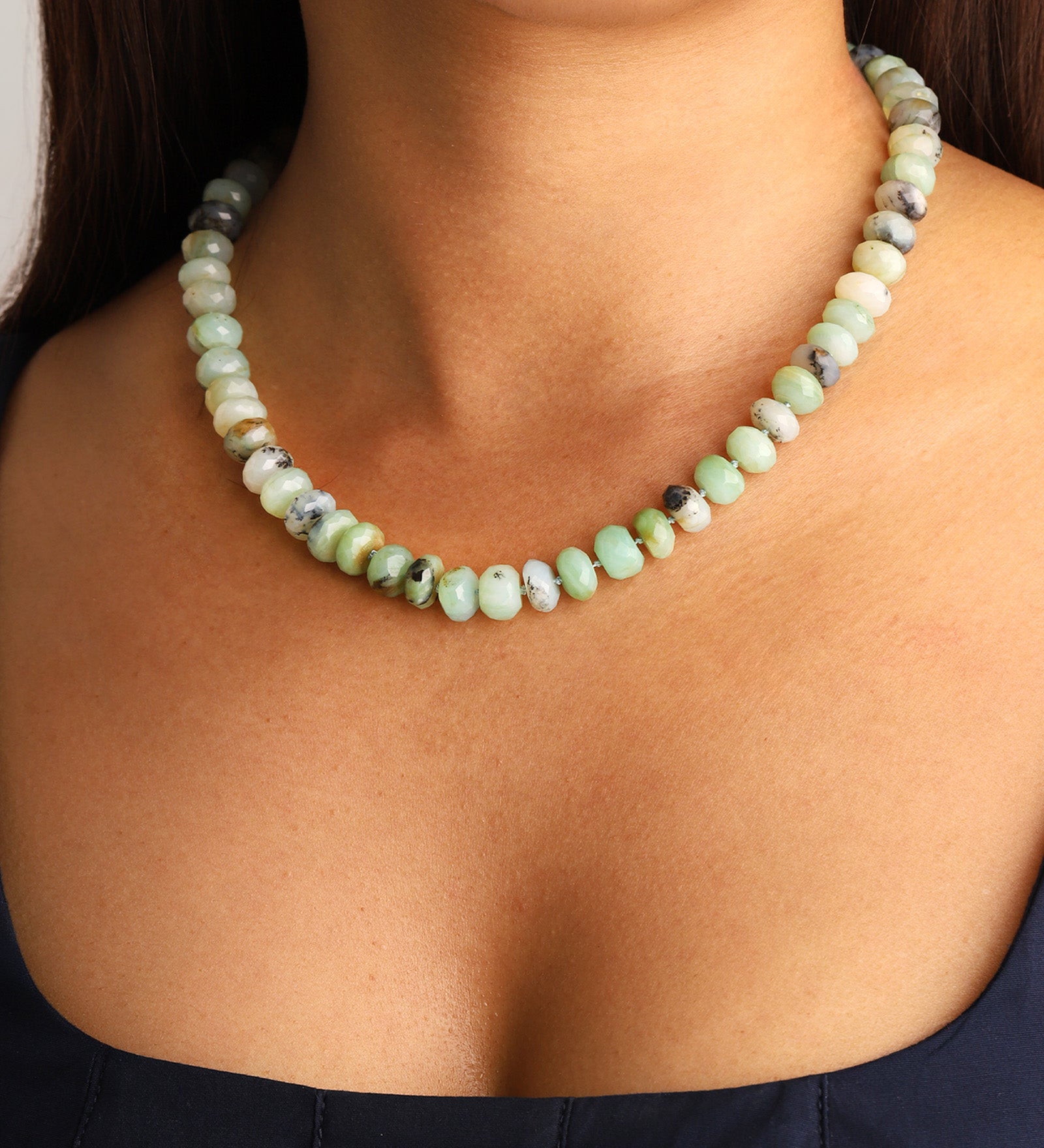 Gem Jar-Faceted Peruvian Opal Rondelle Beaded Necklace | 10.5mm-Necklaces-Blue Ruby Jewellery-Vancouver Canada