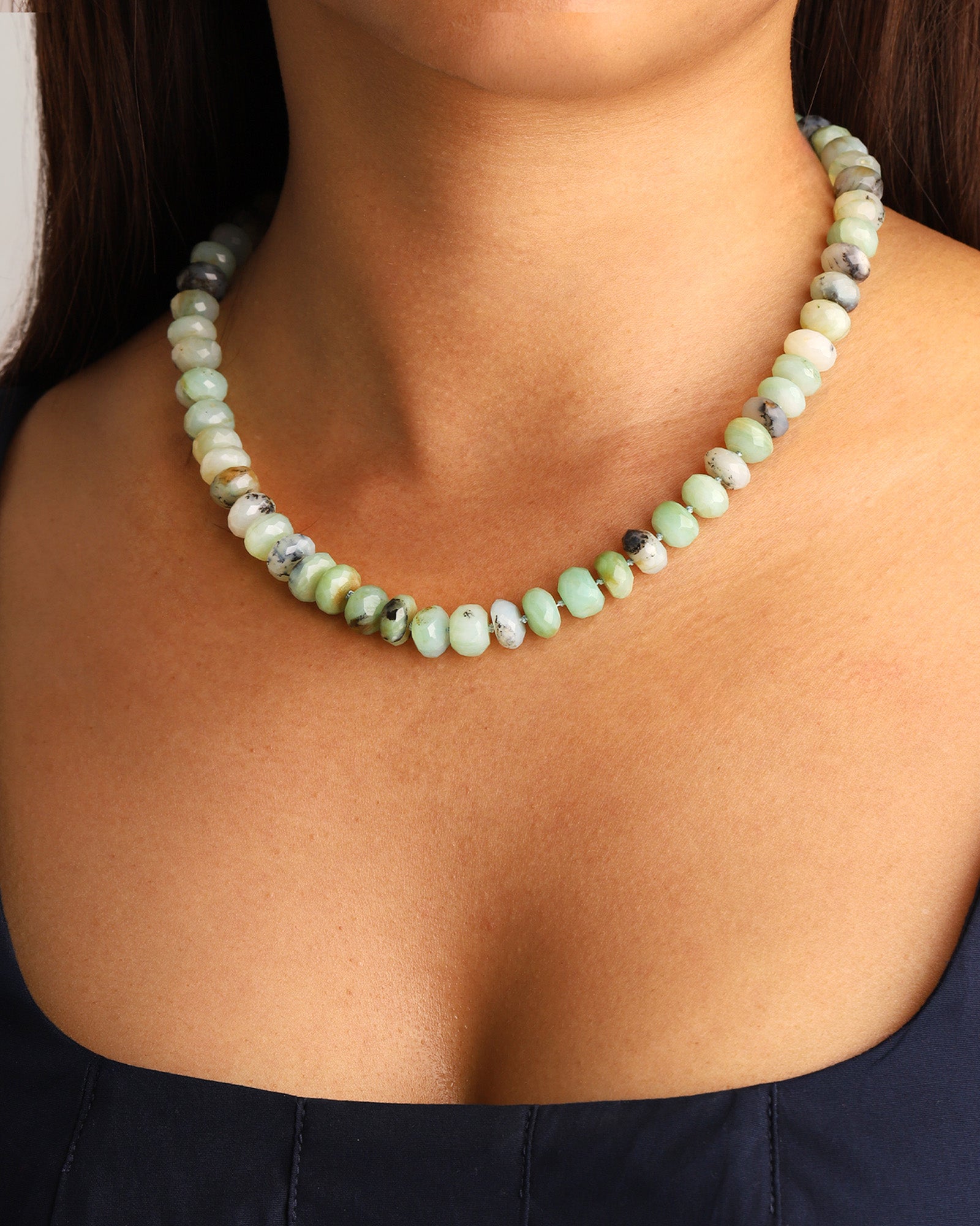 Gem Jar-Faceted Peruvian Opal Rondelle Beaded Necklace | 10.5mm-Necklaces-Blue Ruby Jewellery-Vancouver Canada