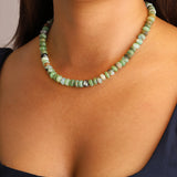 Faceted Chrysoprase Rondelle Beaded Necklace | 8.5mm