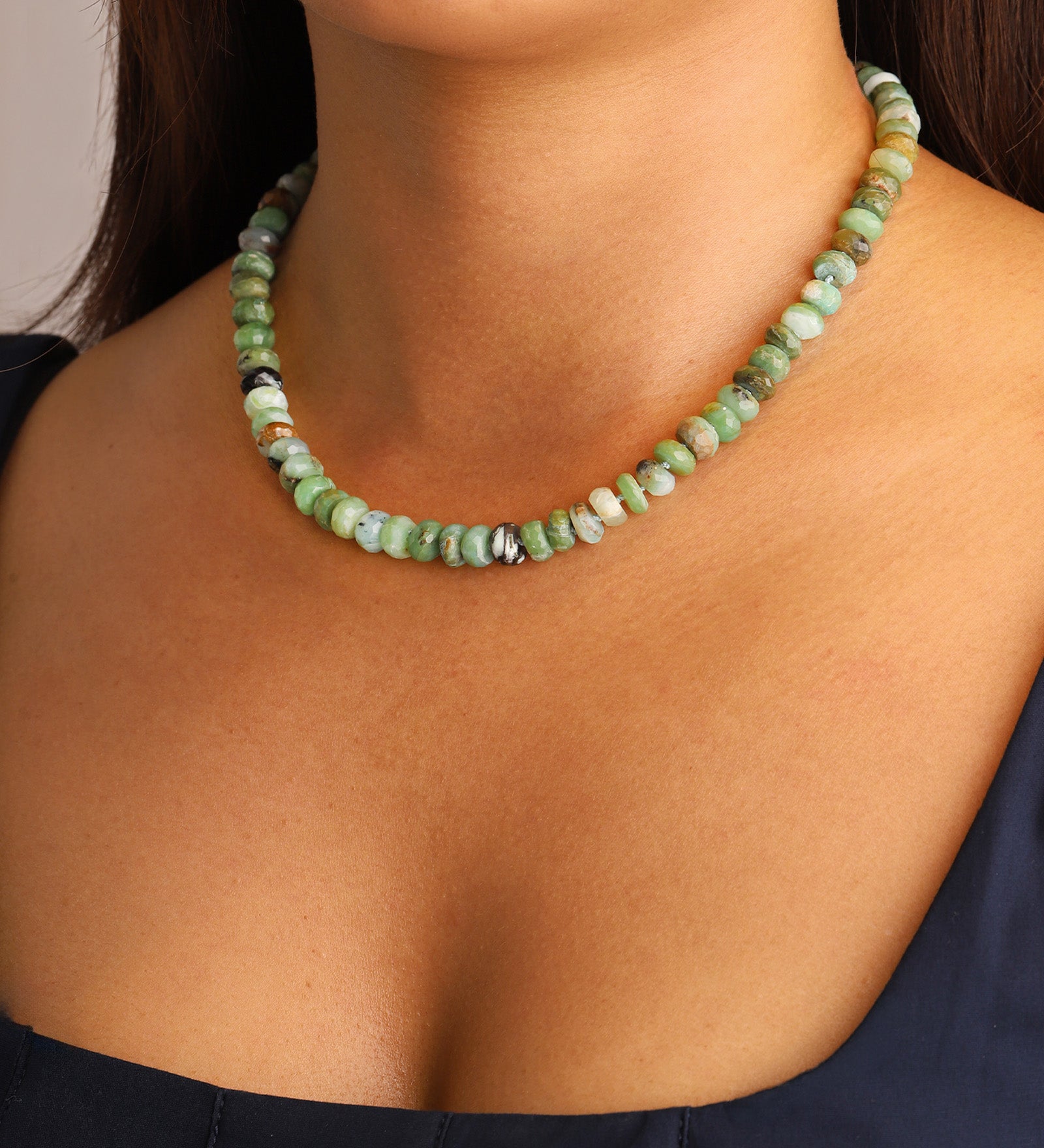 Gem Jar-Faceted Chrysoprase Rondelle Beaded Necklace | 8.5mm-Necklaces-Blue Ruby Jewellery-Vancouver Canada