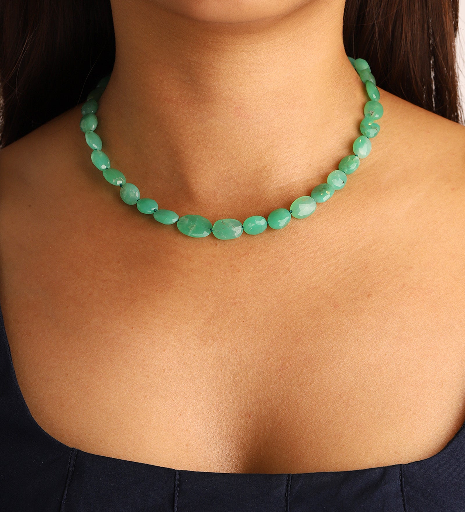Gem Jar-Faceted Chrysoprase Beaded Necklace-Necklaces-Blue Ruby Jewellery-Vancouver Canada