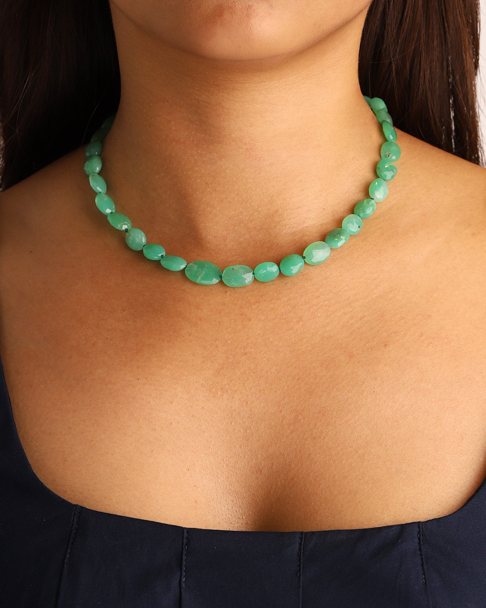 Gem Jar-Faceted Chrysoprase Beaded Necklace-Necklaces-Blue Ruby Jewellery-Vancouver Canada