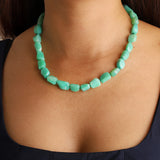 Faceted Chrysoprase Nugget Beaded Necklace