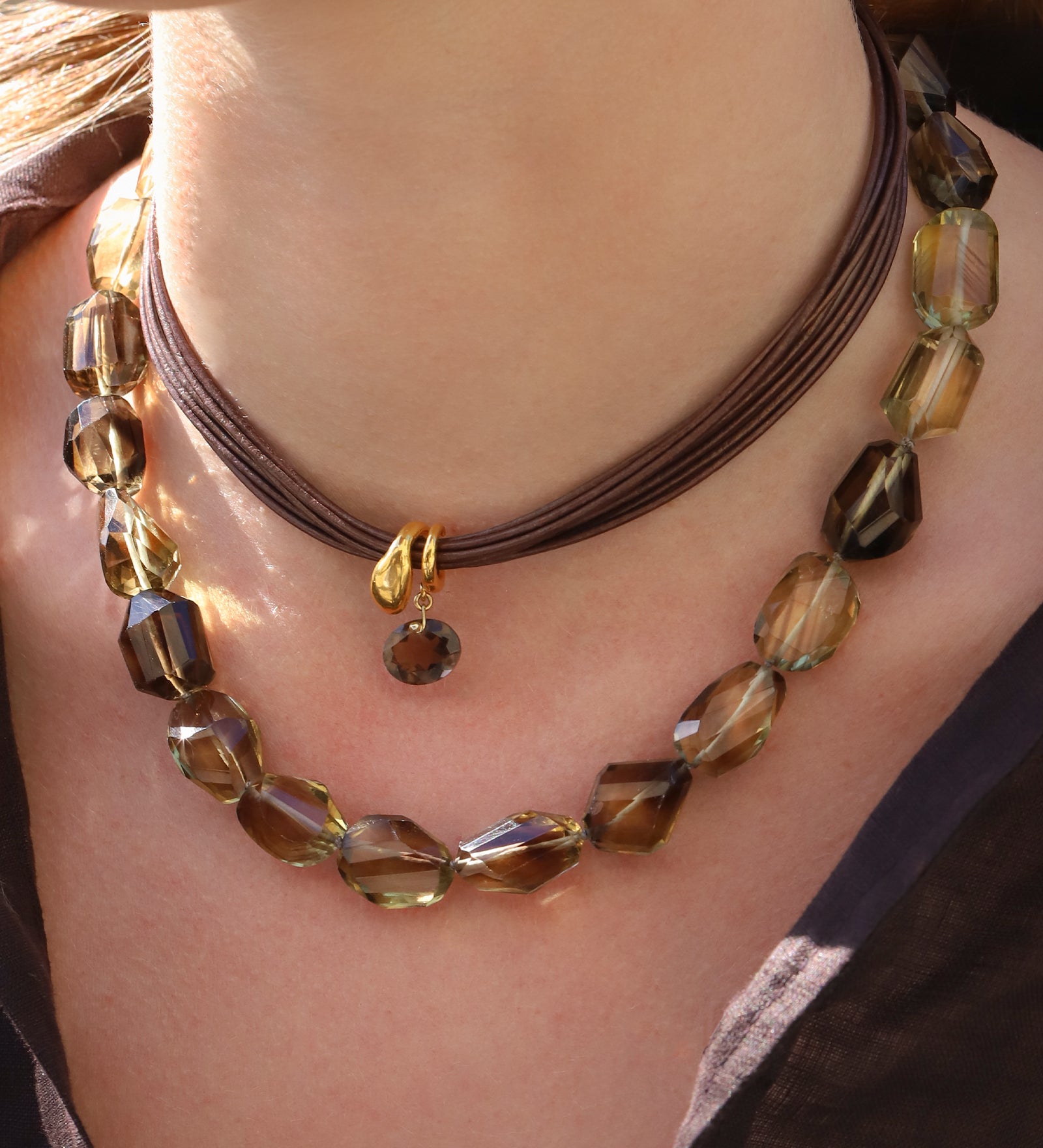 Gem Jar-Faceted Lemon Quartz Beaded Necklace-Necklaces-Blue Ruby Jewellery-Vancouver Canada