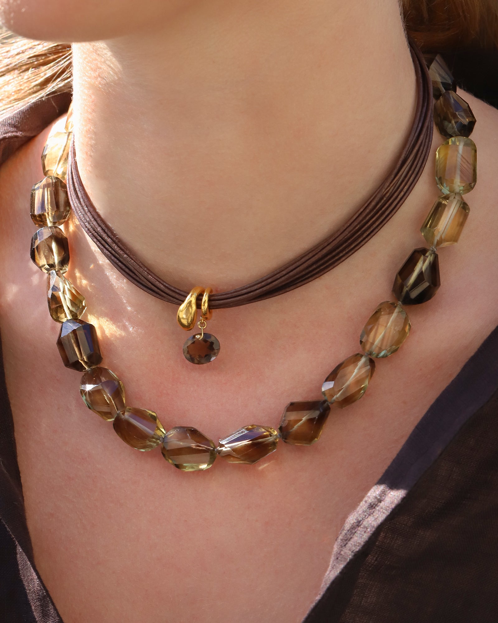 Gem Jar-Faceted Lemon Quartz Beaded Necklace-Necklaces-Blue Ruby Jewellery-Vancouver Canada