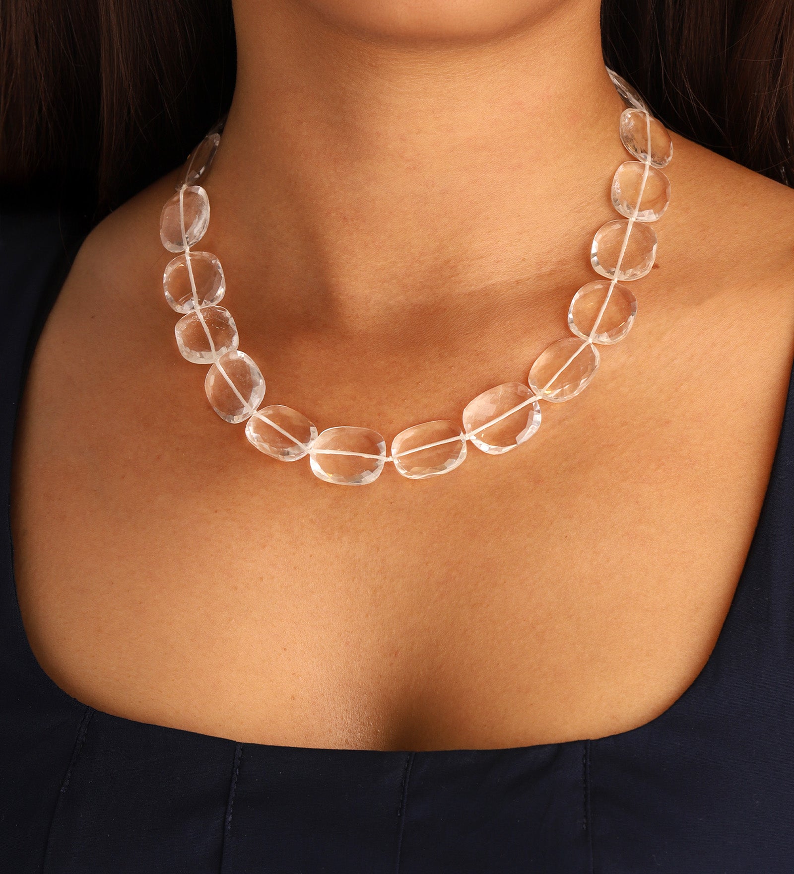Gem Jar-Faceted Crystal Quartz Beaded Necklace-Necklaces-Blue Ruby Jewellery-Vancouver Canada