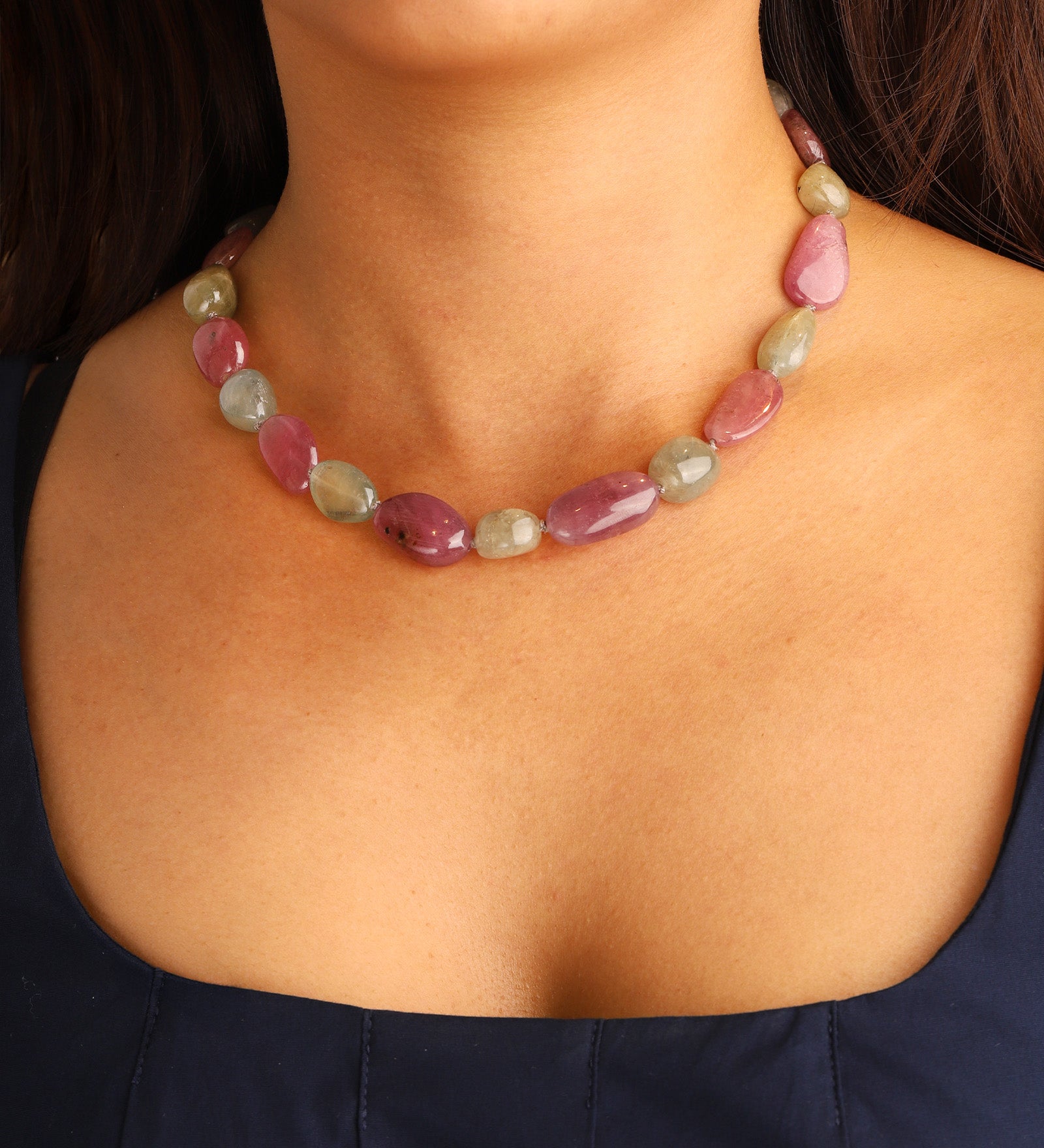 Gem Jar-Multi Sapphire Beaded Necklace-Necklaces-Blue Ruby Jewellery-Vancouver Canada