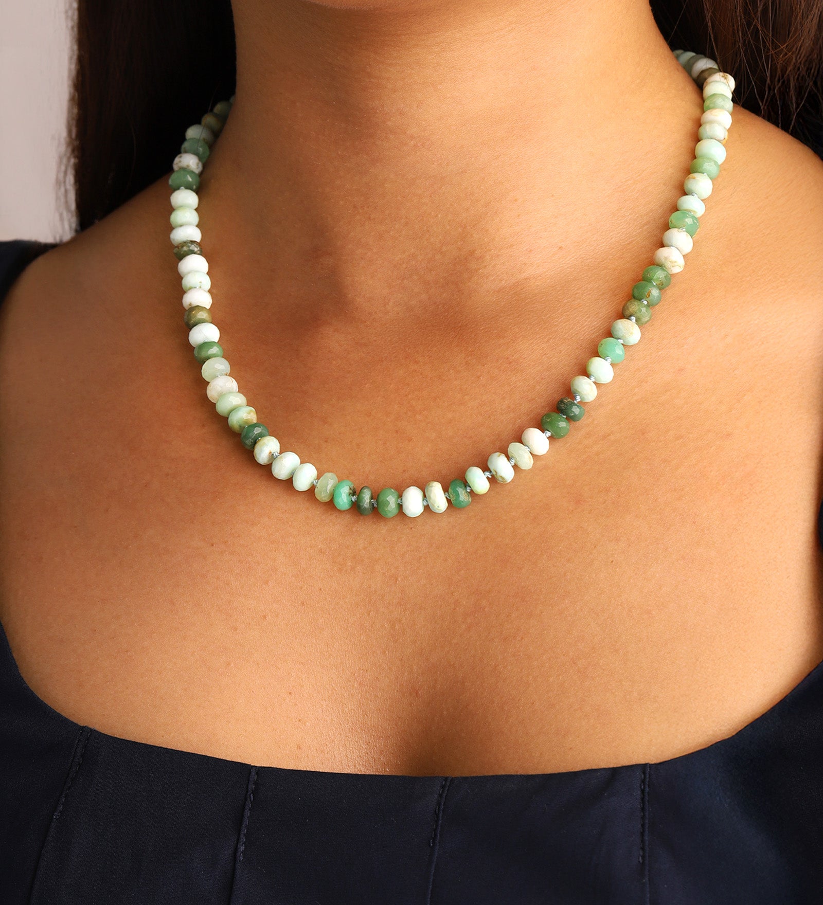Gem Jar-Faceted Peruvian Opal Rondelle Beaded Necklace | 8.5mm-Necklaces-Blue Ruby Jewellery-Vancouver Canada