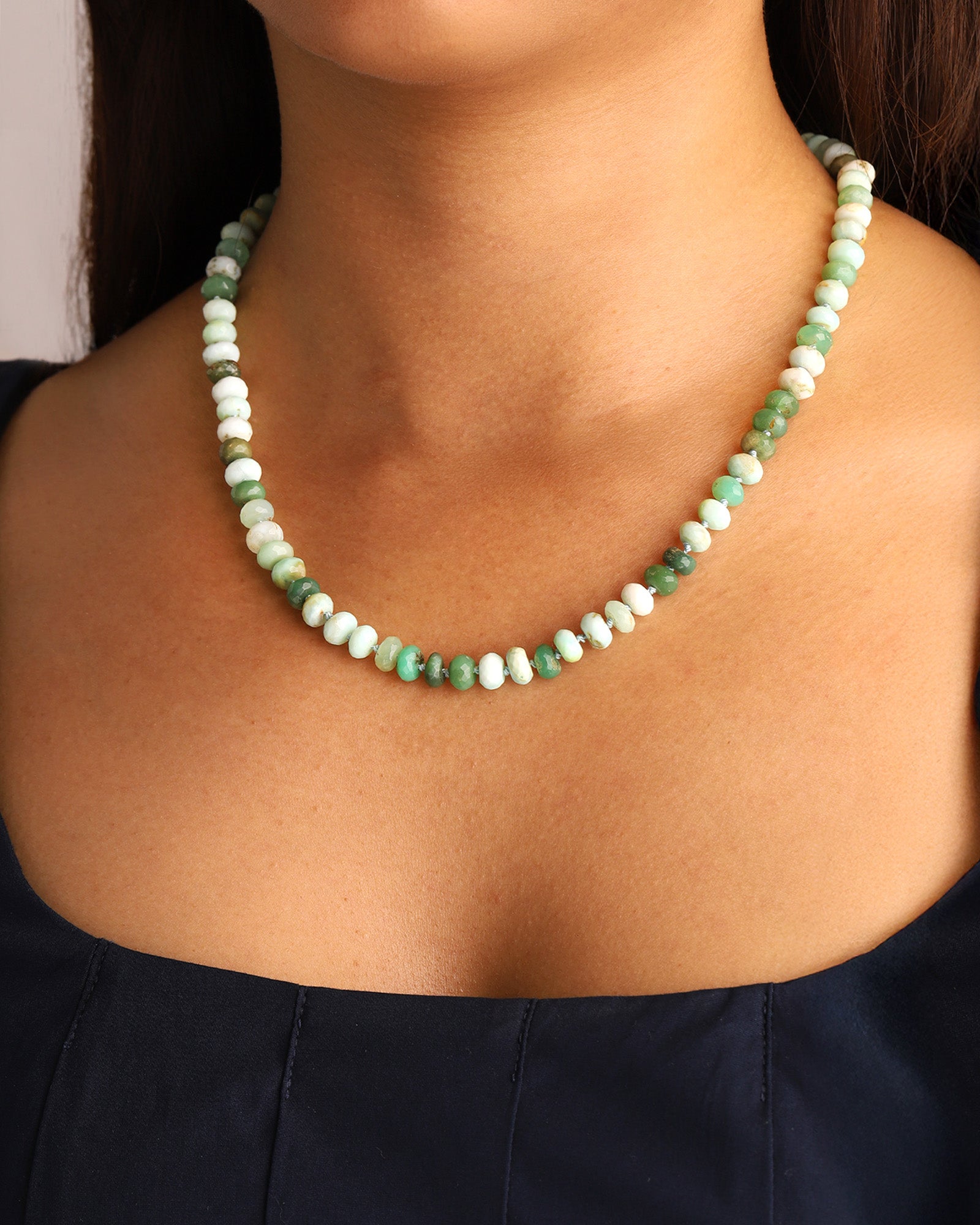 Gem Jar-Faceted Peruvian Opal Rondelle Beaded Necklace | 8.5mm-Necklaces-Blue Ruby Jewellery-Vancouver Canada