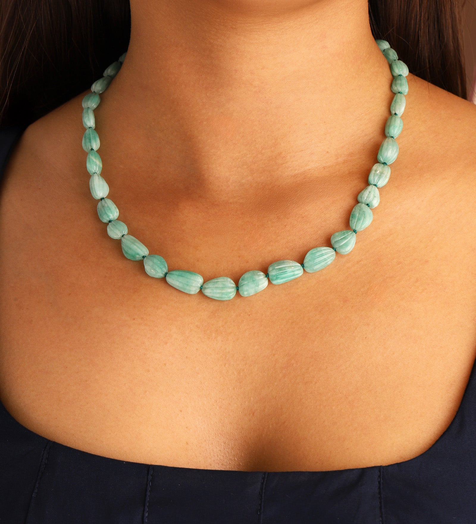 Gem Jar-Carved Emerald Beaded Necklace-Necklaces-Blue Ruby Jewellery-Vancouver Canada