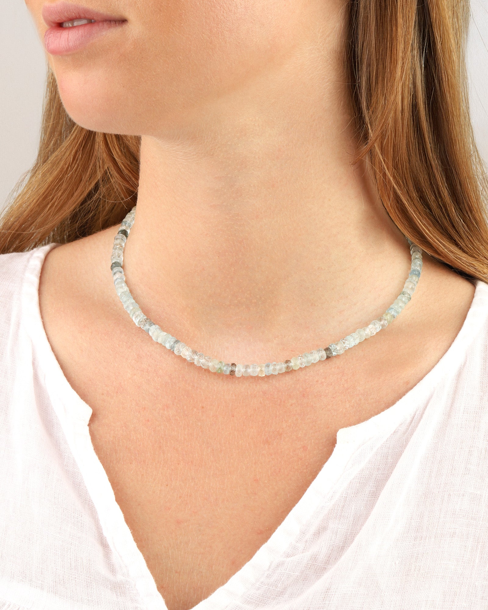 Gem Jar-Moss Aquamarine Beaded Necklace | 5mm-Necklaces-Blue Ruby Jewellery-Vancouver Canada