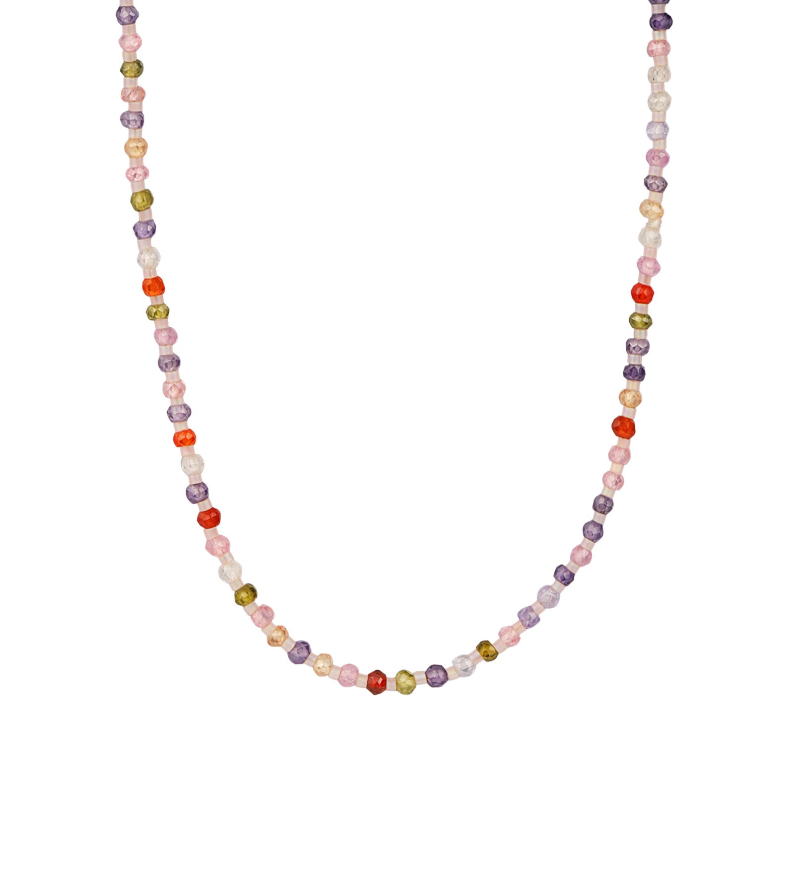 Gem Jar-Multi CZ Miyuki Bead Necklace-Necklaces-14k Gold Filled, Cubic Zirconia-Blue Ruby Jewellery-Vancouver Canada