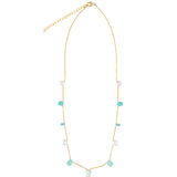 Mixed Teardrop Stone Station Necklace 14k Gold Filled, Turquoise, Aquamarine