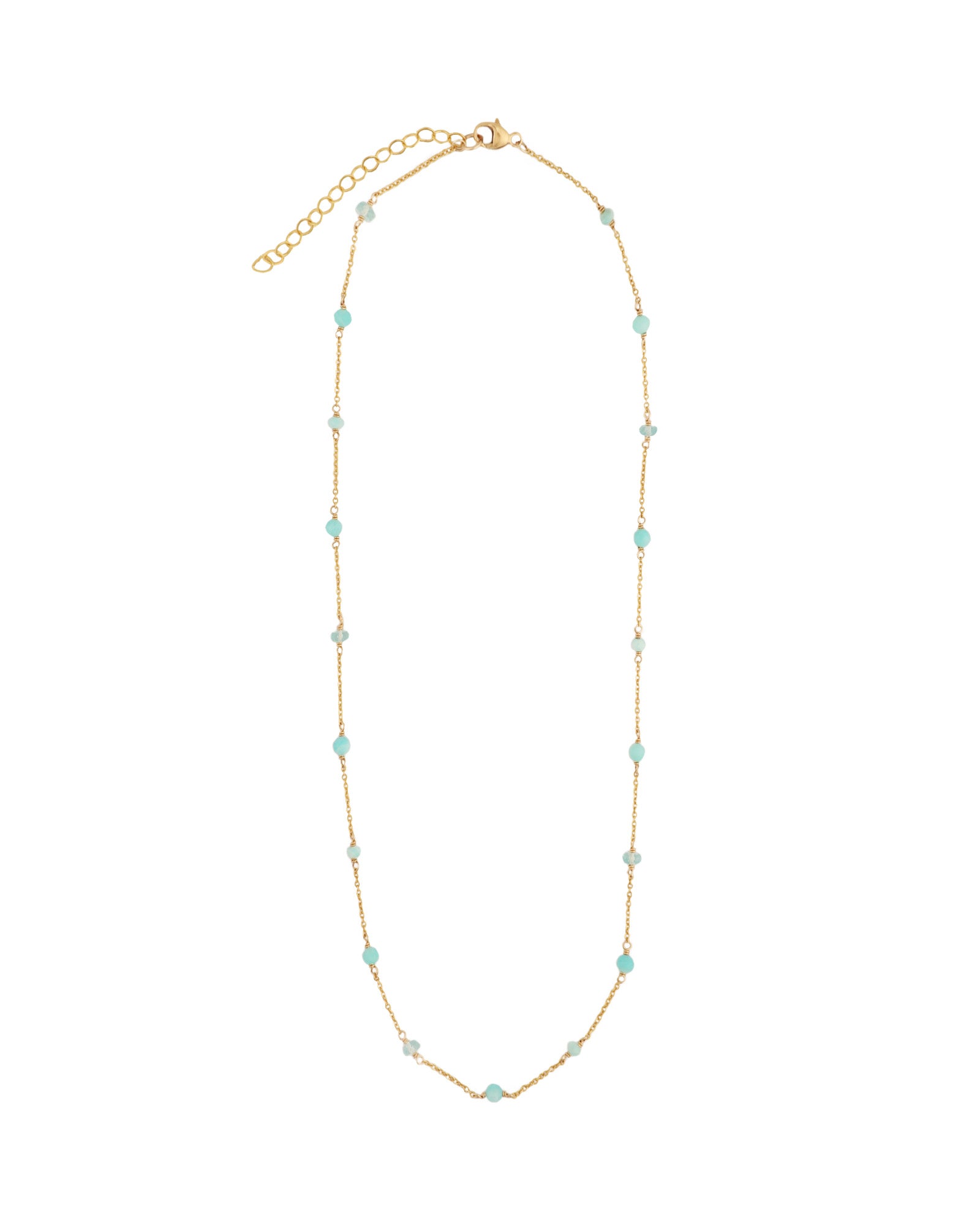Apatite & Amazonite Station Necklace 14k Gold Filled, Apatite, Amazonite