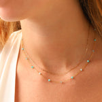 Apatite & Amazonite Station Necklace 14k Gold Filled, Apatite, Amazonite