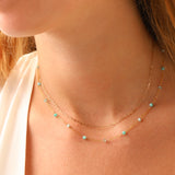Apatite & Amazonite Station Necklace 14k Gold Filled, Apatite, Amazonite