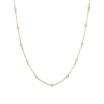 Apatite & Amazonite Station Necklace 14k Gold Filled, Apatite, Amazonite