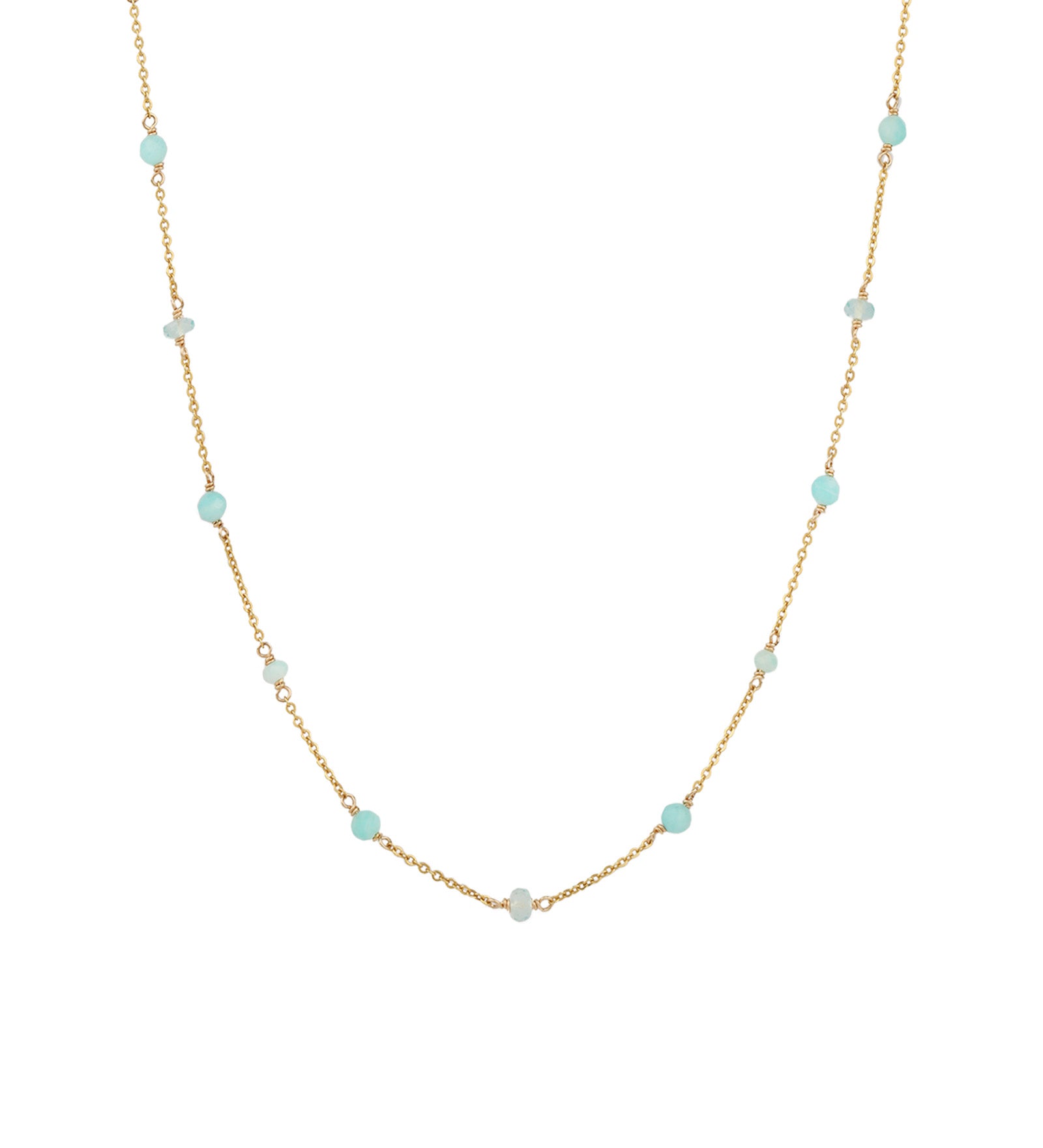 Apatite & Amazonite Station Necklace 14k Gold Filled, Apatite, Amazonite