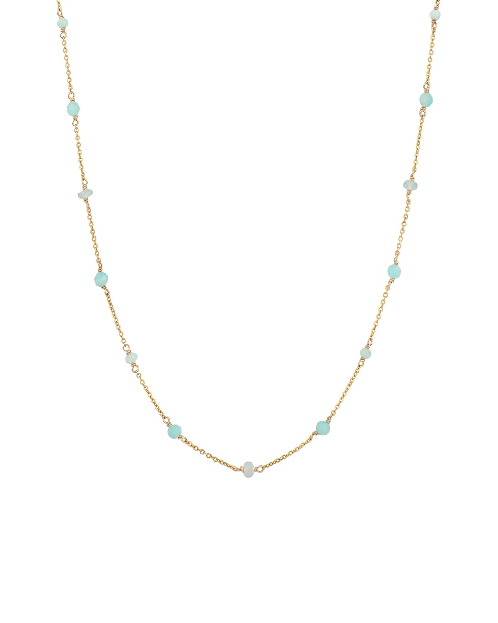 Apatite & Amazonite Station Necklace 14k Gold Filled, Apatite, Amazonite