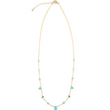 Bold Mixed Stone Station Necklace 14k Gold Filled, Apatite, Amazonite