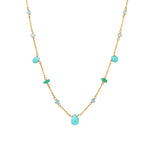 Bold Mixed Stone Station Necklace 14k Gold Filled, Apatite, Amazonite