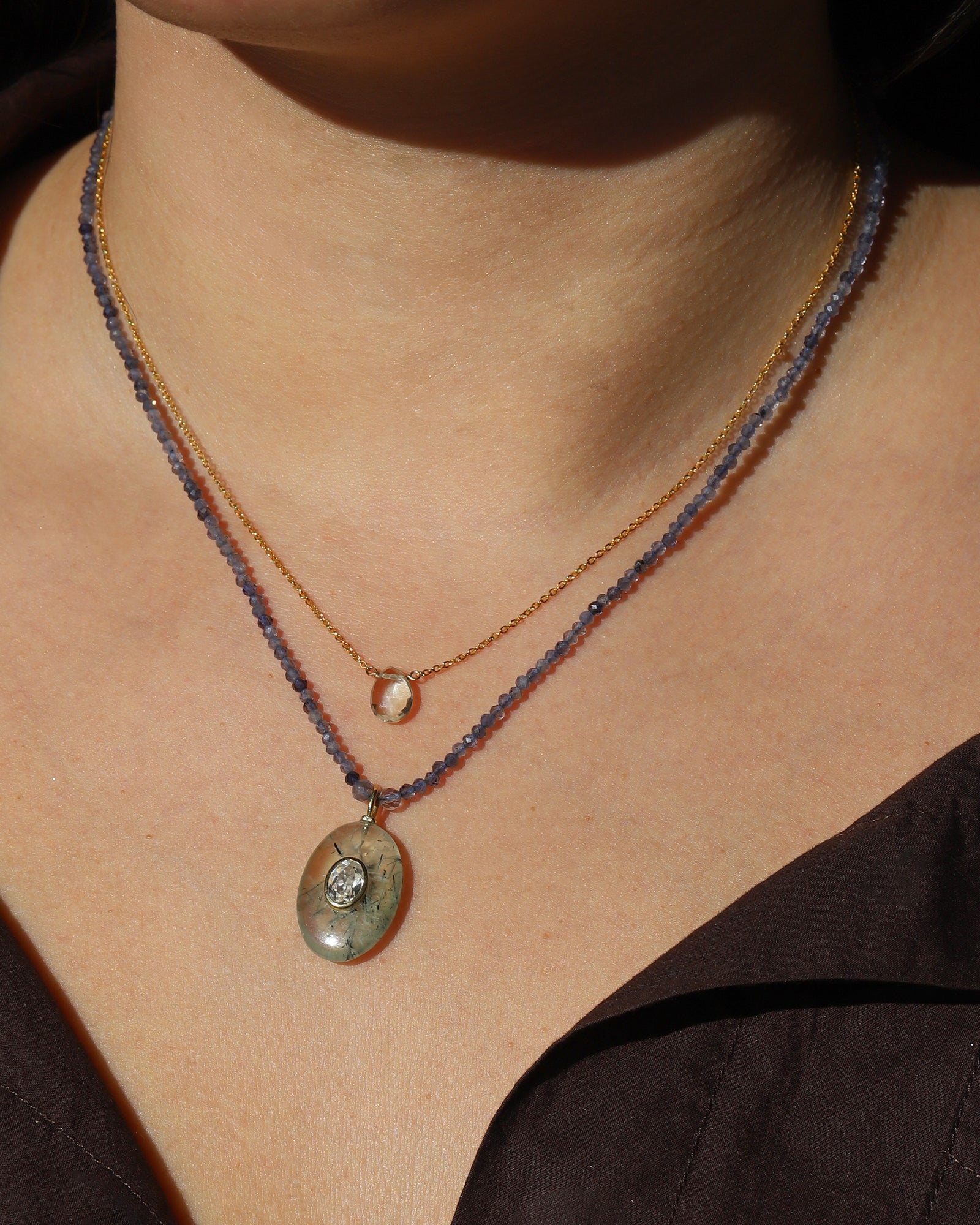 Stoned By Gem Jar-Prasiolite Pear Cable Chain Necklace-Necklaces-Blue Ruby Jewellery-Vancouver Canada