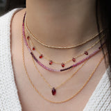 Gem Jar-Ruby Mix Beaded Necklace | 3mm-Necklaces-Blue Ruby Jewellery-Vancouver Canada