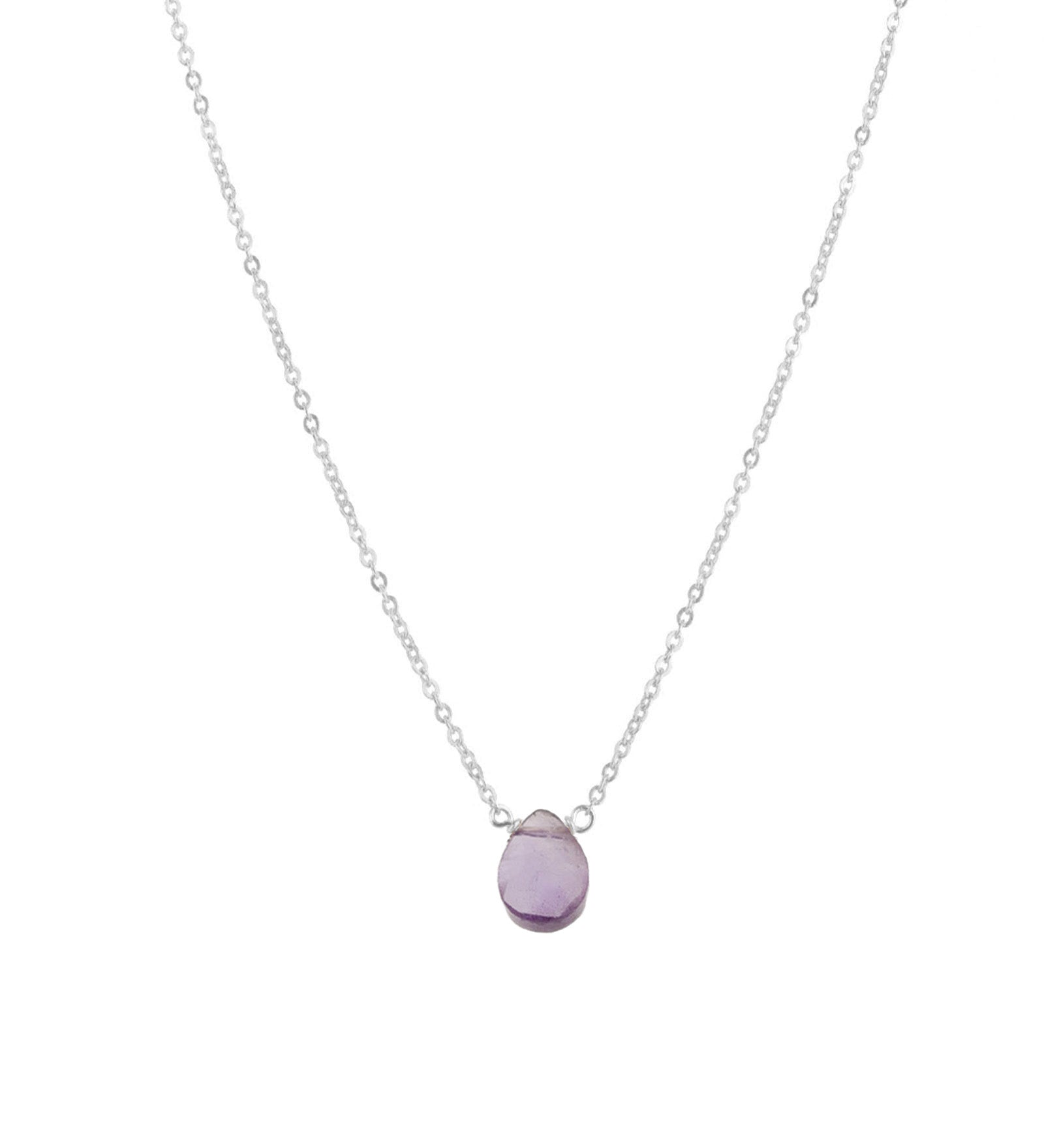 Stoned By Gem Jar-Amethyst Pear Cable Chain Necklace-Necklaces-Sterling Silver, Amethyst-Blue Ruby Jewellery-Vancouver Canada