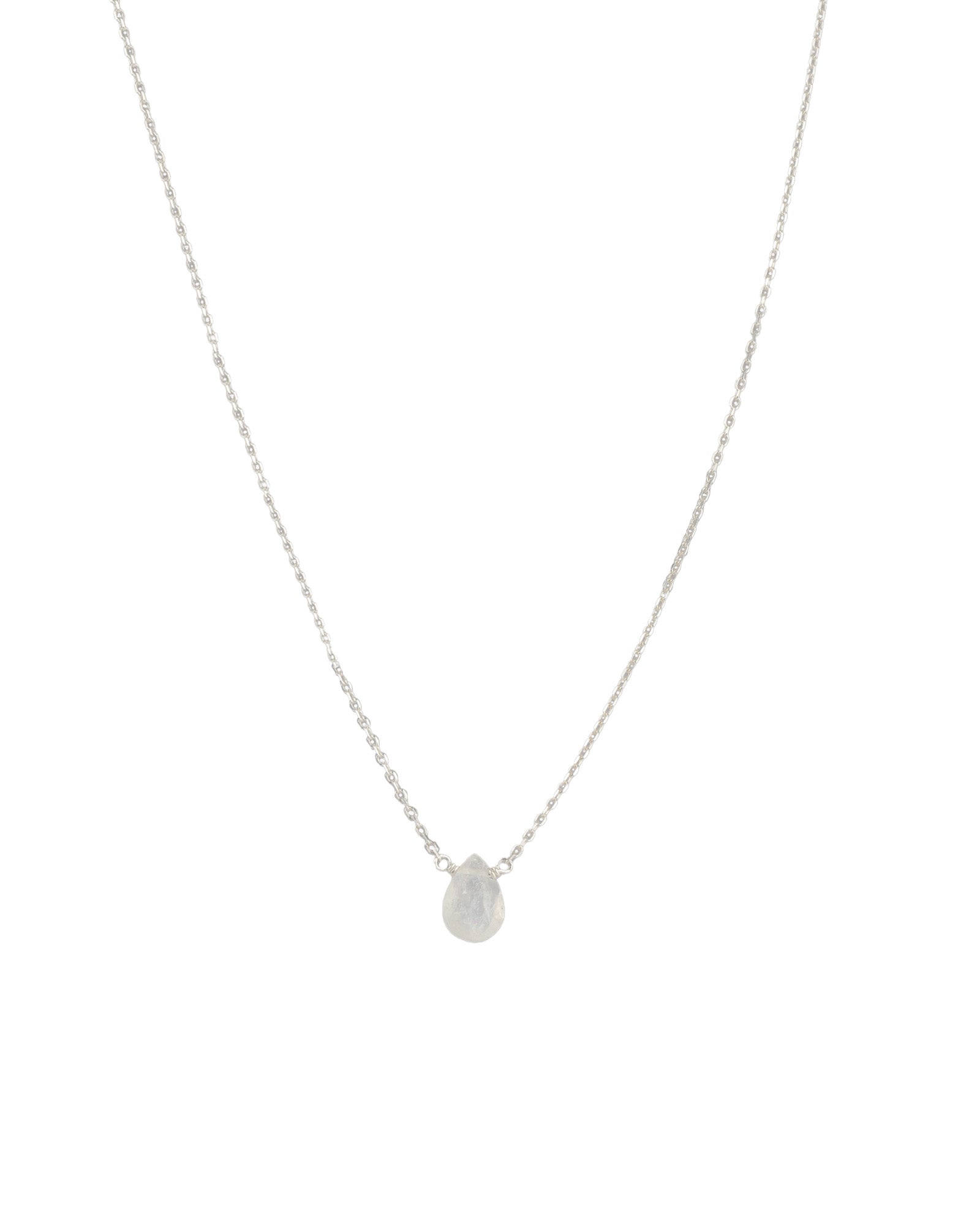 Pear Stone Cable Necklace Sterling Silver, Moonstone