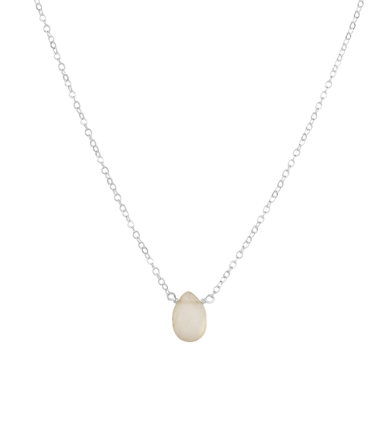Stoned By Gem Jar-Moonstone Pear Cable Chain Necklace-Necklaces-Sterling Silver, Moonstone-Blue Ruby Jewellery-Vancouver Canada