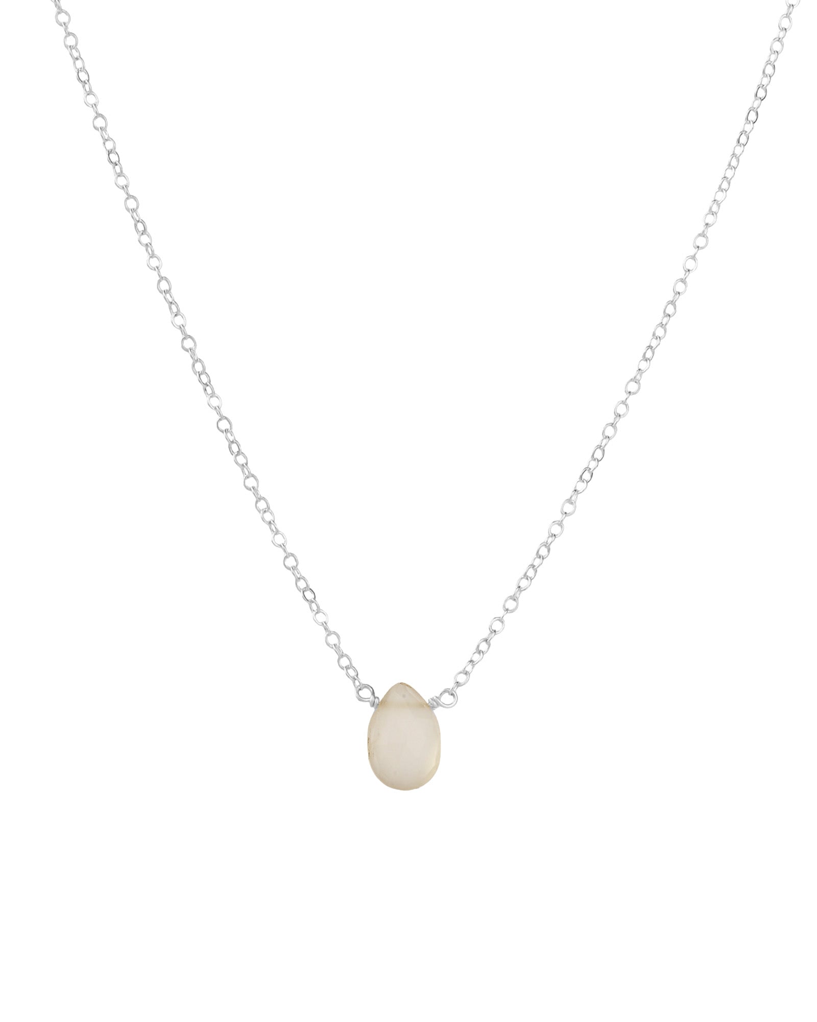 Stoned By Gem Jar-Moonstone Pear Cable Chain Necklace-Necklaces-Sterling Silver, Moonstone-Blue Ruby Jewellery-Vancouver Canada