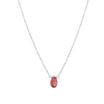 Stoned By Gem Jar-Garnet Pear Cable Chain Necklace-Necklaces-Sterling Silver, Garnet-Blue Ruby Jewellery-Vancouver Canada