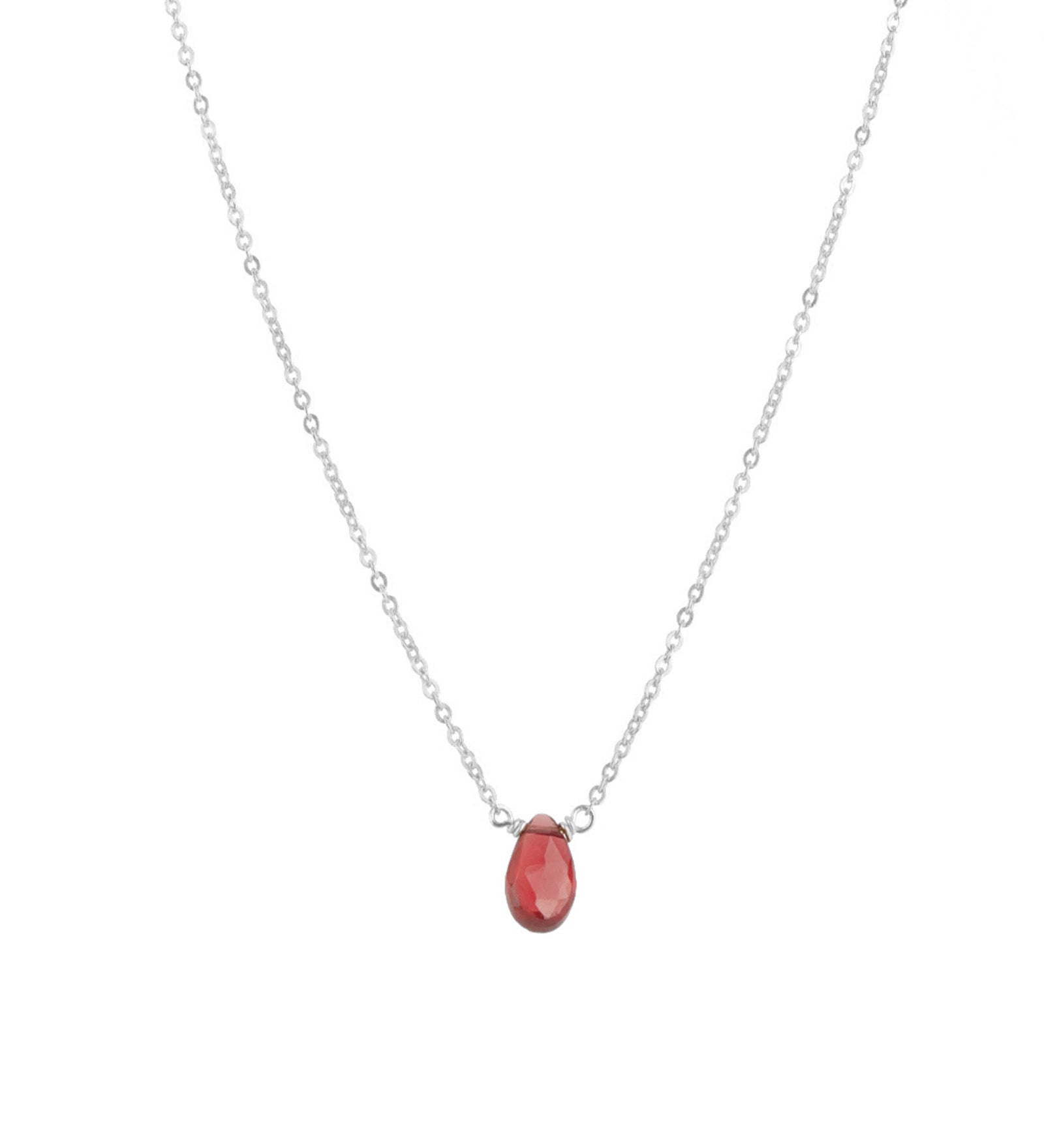 Stoned By Gem Jar-Garnet Pear Cable Chain Necklace-Necklaces-Sterling Silver, Garnet-Blue Ruby Jewellery-Vancouver Canada