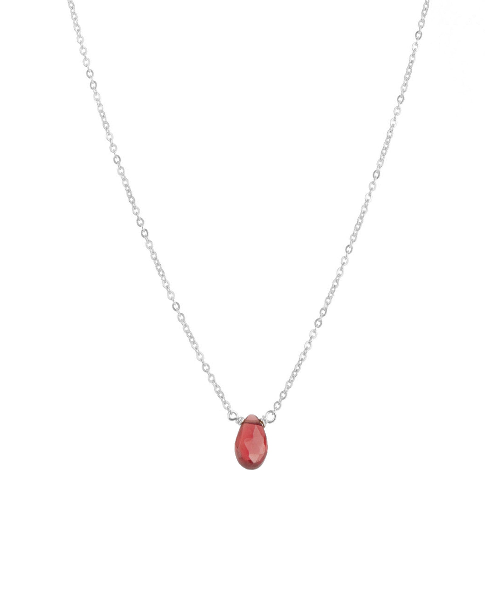 Stoned By Gem Jar-Garnet Pear Cable Chain Necklace-Necklaces-Sterling Silver, Garnet-Blue Ruby Jewellery-Vancouver Canada