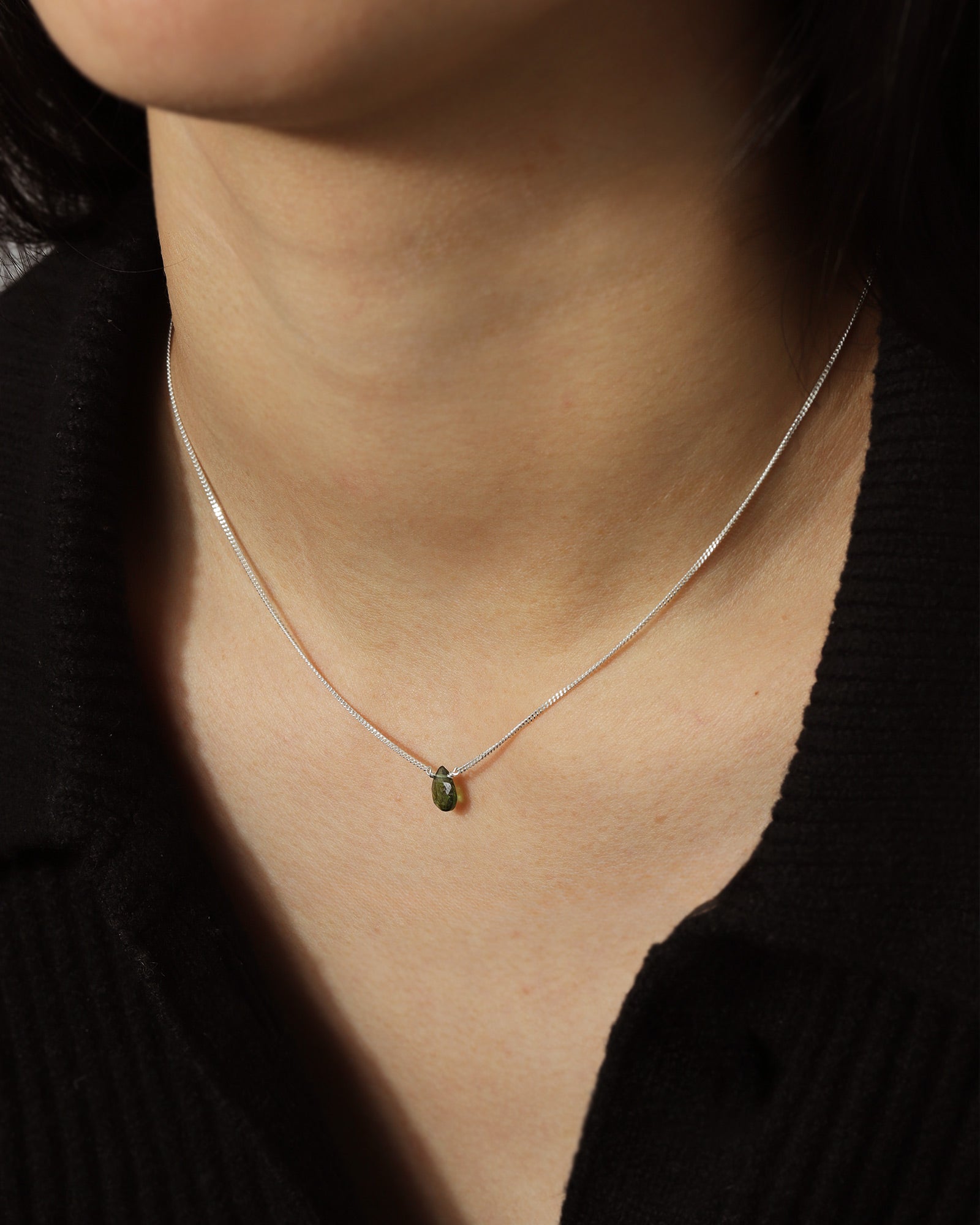 Stoned By Gem Jar-Pear Stone Curb Necklace-Necklaces-Blue Ruby Jewellery-Vancouver Canada