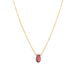 Stoned By Gem Jar-Garnet Pear Cable Chain Necklace-Necklaces-14k Gold Filled, Garnet-Blue Ruby Jewellery-Vancouver Canada