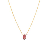 Stoned By Gem Jar-Garnet Pear Cable Chain Necklace-Necklaces-14k Gold Filled, Garnet-Blue Ruby Jewellery-Vancouver Canada