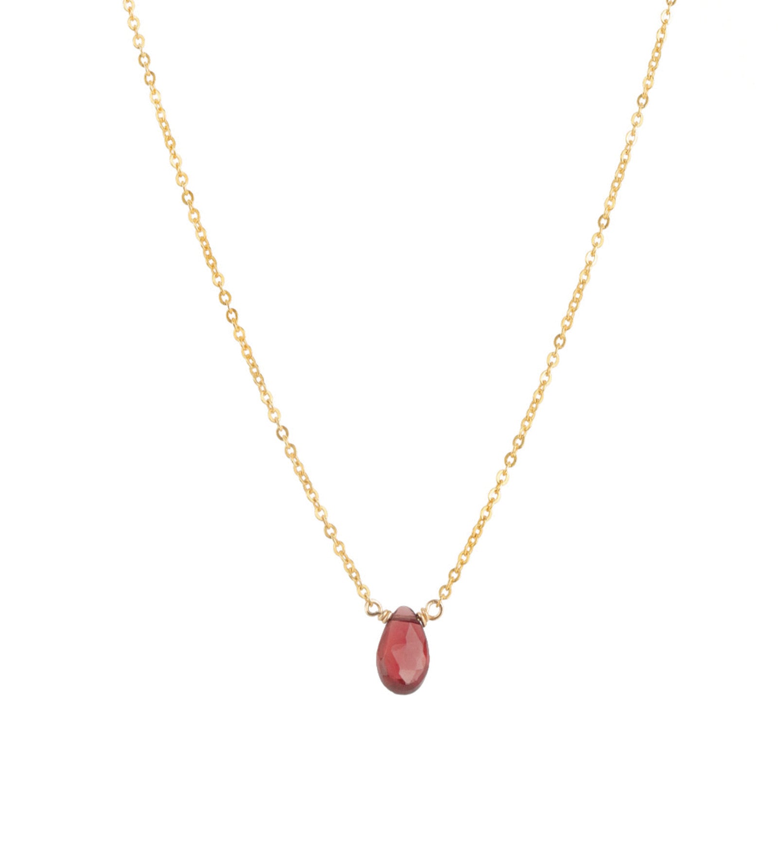 Stoned By Gem Jar-Garnet Pear Cable Chain Necklace-Necklaces-14k Gold Filled, Garnet-Blue Ruby Jewellery-Vancouver Canada