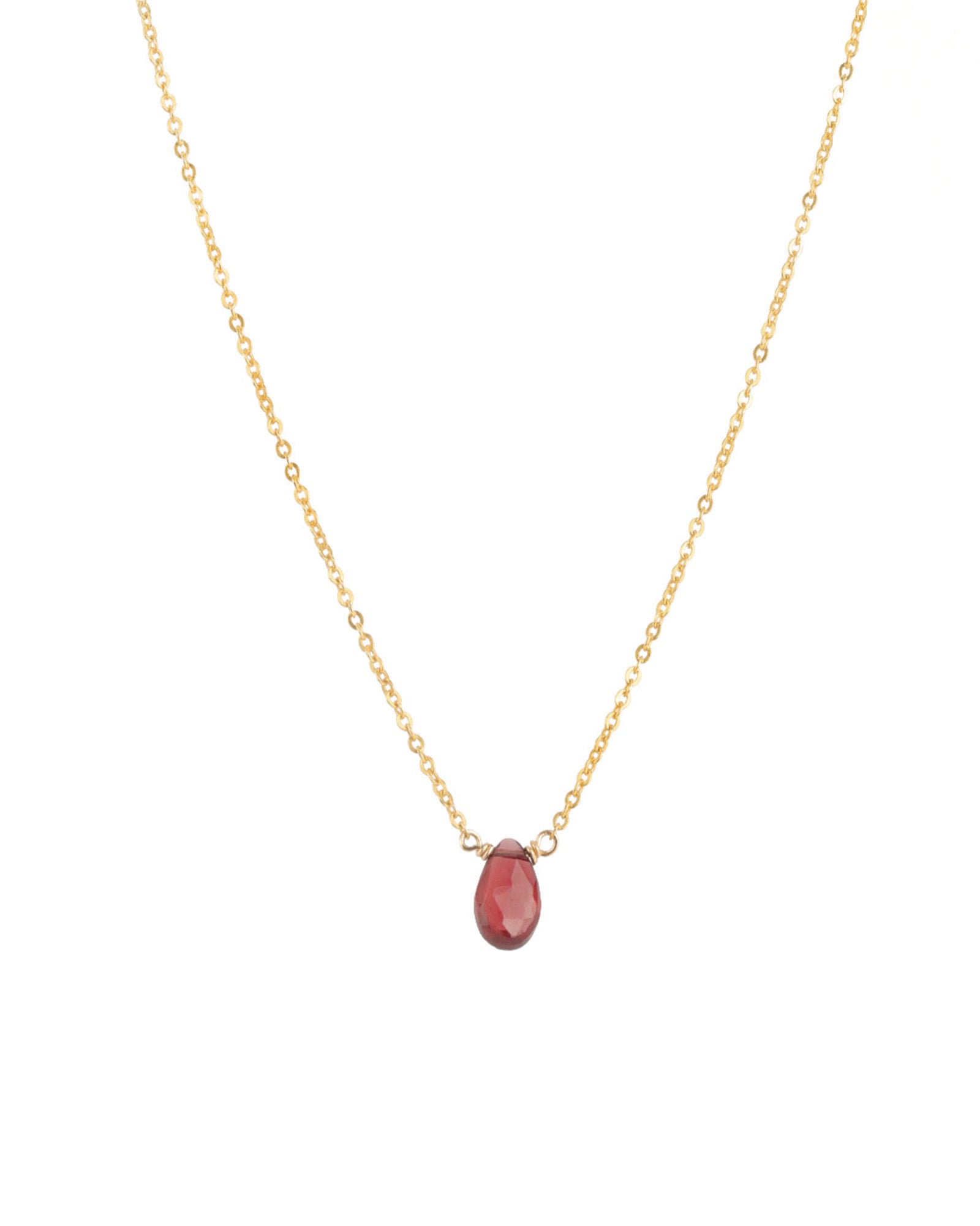 Stoned By Gem Jar-Garnet Pear Cable Chain Necklace-Necklaces-14k Gold Filled, Garnet-Blue Ruby Jewellery-Vancouver Canada